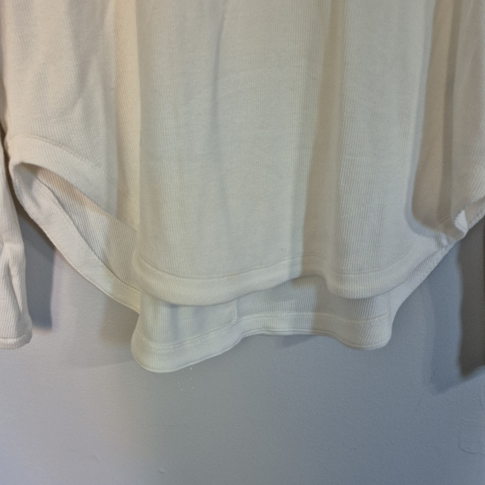 Athleta Presence Ribbed Sweater Deep V Back In Ivory Small - Picture 7 of 8